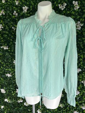 Karina Grimaldi | poplin metallic stripe double tie blouse